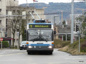 Bus 72 auf der Strecke zwischen Morgental und Milchbuck