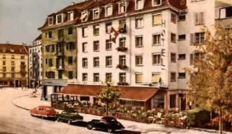 Hotel-Restaurant Stoller am Albisriederplatz in einer Aufnahme um 1950