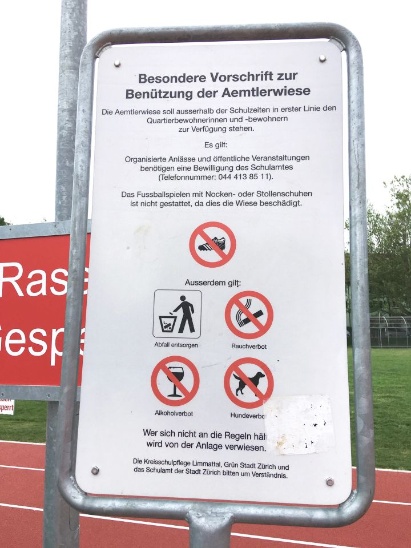 Erst eine von fünf versprochenen Hinweistafeln steht bei der Aemtlerwiese